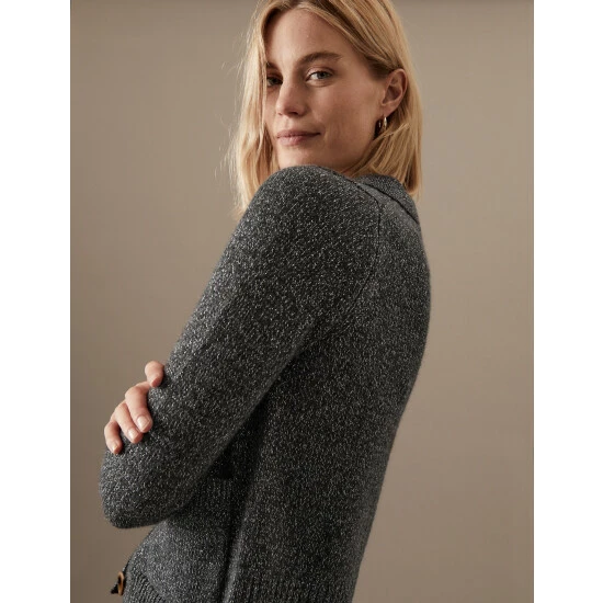 Autograph Sparkly Collared Cardigan With Cashmere Women Charcoal 4 Autograph Sparkly Collared Cardigan With Cashmere Women Charcoal - Image 4