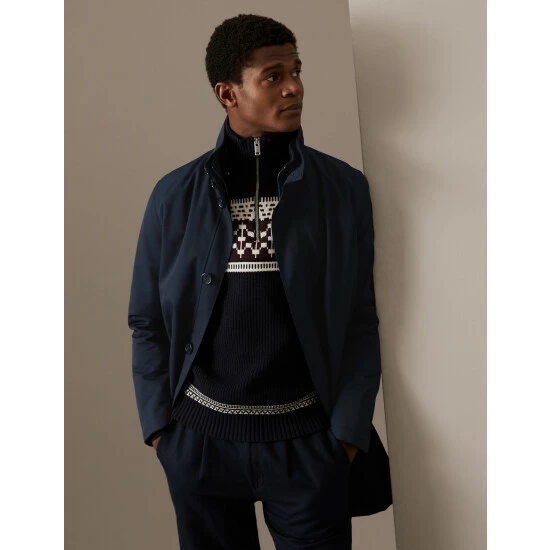 Autograph Funnel Neck Mac With Stormwear™ Men Navy 6 Autograph Funnel Neck Mac With Stormwear™ Men Navy - Image 6