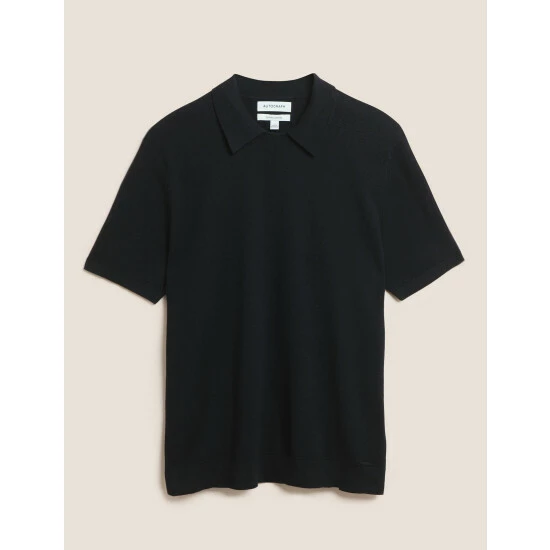 Autograph Cotton Rich Short Sleeve Knitted Polo Shirt Men Ecru 1 Autograph Cotton Rich Short Sleeve Knitted Polo Shirt Men Ecru