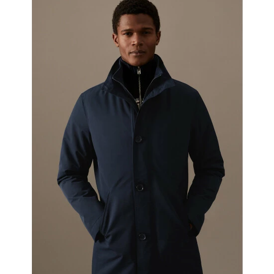 Autograph Funnel Neck Mac With Stormwear™ Men Navy 8 Autograph Funnel Neck Mac With Stormwear™ Men Navy - Image 8