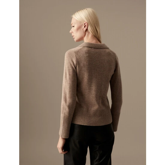 Autograph Merino Wool Rich Collared Midi Cardigan Women Spice 4 Autograph Merino Wool Rich Collared Midi Cardigan Women Spice - Image 4