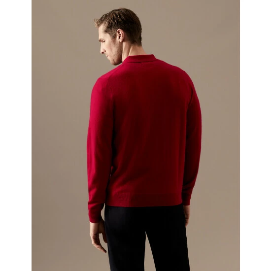 Autograph Pure Cashmere Knitted Polo Shirt Men Grey 4 Autograph Pure Cashmere Knitted Polo Shirt Men Grey - Image 4