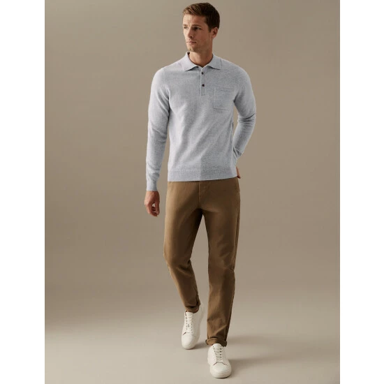 Autograph Pure Cashmere Knitted Polo Shirt Men Grey 7 Autograph Pure Cashmere Knitted Polo Shirt Men Grey - Image 7