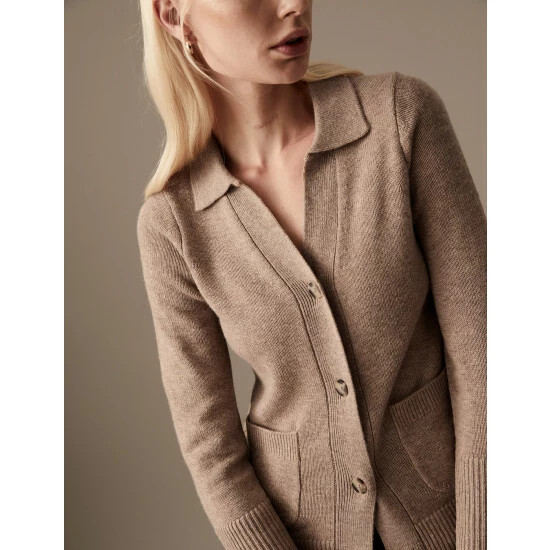 Autograph Merino Wool Rich Collared Midi Cardigan Women Spice 6 Autograph Merino Wool Rich Collared Midi Cardigan Women Spice - Image 6