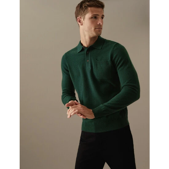 Autograph Pure Cashmere Knitted Polo Shirt Men Grey 10 Autograph Pure Cashmere Knitted Polo Shirt Men Grey - Image 10