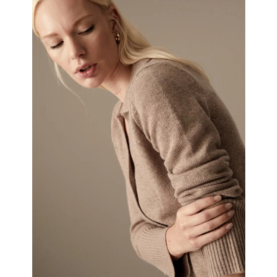 Autograph Merino Wool Rich Collared Midi Cardigan Women Spice 7 Autograph Merino Wool Rich Collared Midi Cardigan Women Spice - Image 7