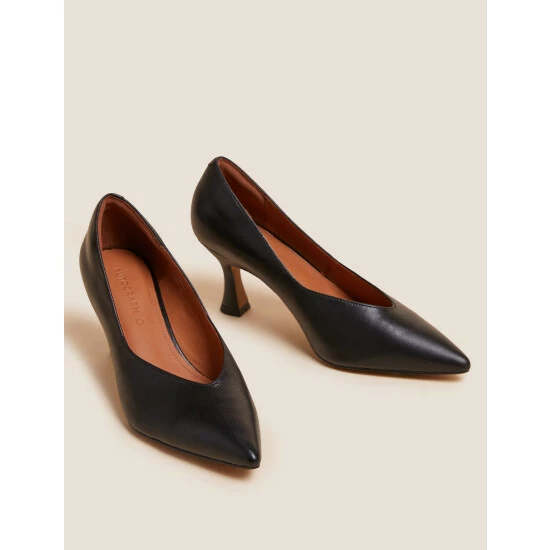 Autograph Leather Statement Pointed Court Shoes Women Black 1 Autograph Leather Statement Pointed Court Shoes Women Black