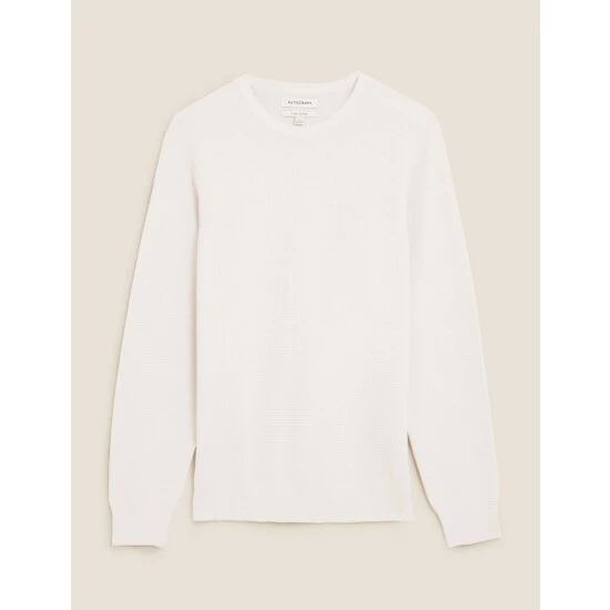 Autograph Premium Cotton Textured Crew Neck Jumper Men Neutral 1 Autograph Premium Cotton Textured Crew Neck Jumper Men Neutral