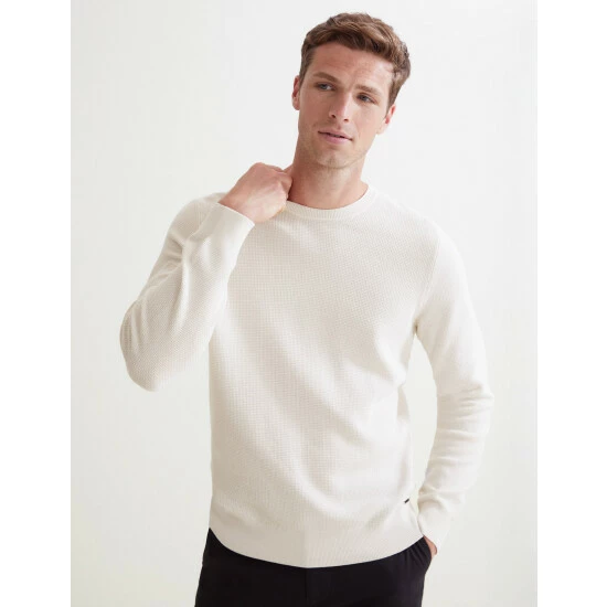 Autograph Premium Cotton Textured Crew Neck Jumper Men Neutral 5 Autograph Premium Cotton Textured Crew Neck Jumper Men Neutral - Image 5