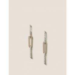 Autograph Gold Tone Rhinestone Chain Drop Earrings Women