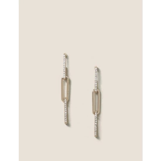 Autograph Gold Tone Rhinestone Chain Drop Earrings Women 1 Autograph Gold Tone Rhinestone Chain Drop Earrings Women