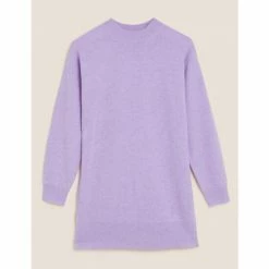 Autograph Pure Cashmere Longline Jumper Women Dusted Lilac