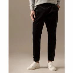 Autograph Tapered Fit Corduroy Single Pleat Trousers Men Winter White