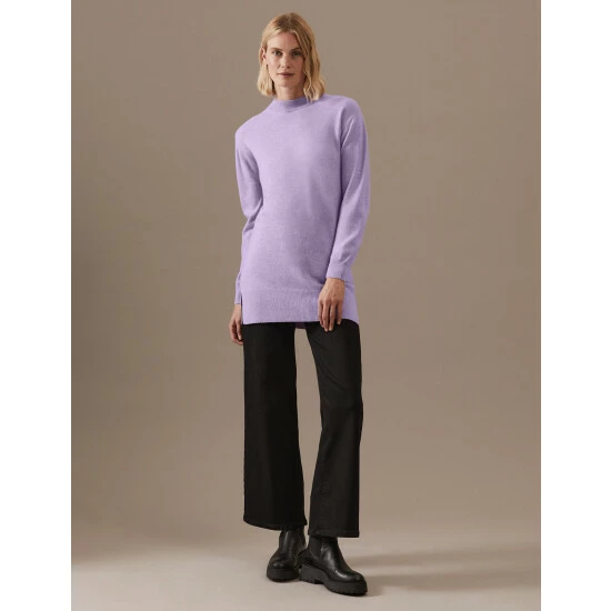Autograph Pure Cashmere Longline Jumper Women Dusted Lilac 2 Autograph Pure Cashmere Longline Jumper Women Dusted Lilac - Image 2