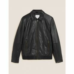 Autograph Leather Aviator Jacket Men Black