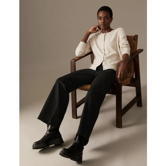 Autograph Luxury High Waisted Wide Leg Jeans Women Dark Indigo 2 Autograph Luxury High Waisted Wide Leg Jeans Women Dark Indigo - Image 2