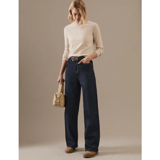 Autograph Luxury High Waisted Wide Leg Jeans Women Dark Indigo 8 Autograph Luxury High Waisted Wide Leg Jeans Women Dark Indigo - Image 8