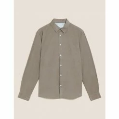 Autograph Pure Cotton Corduroy Shirt Men Grey