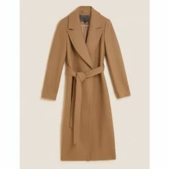 Autograph Wool Rich Belted Longline Coat With Cashmere Women Bright Purple