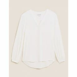Autograph Pure Silk V-Neck Popover Blouse Women Ivory