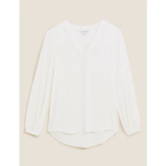 Autograph Pure Silk V-Neck Popover Blouse Women Ivory 1 Autograph Pure Silk V-Neck Popover Blouse Women Ivory