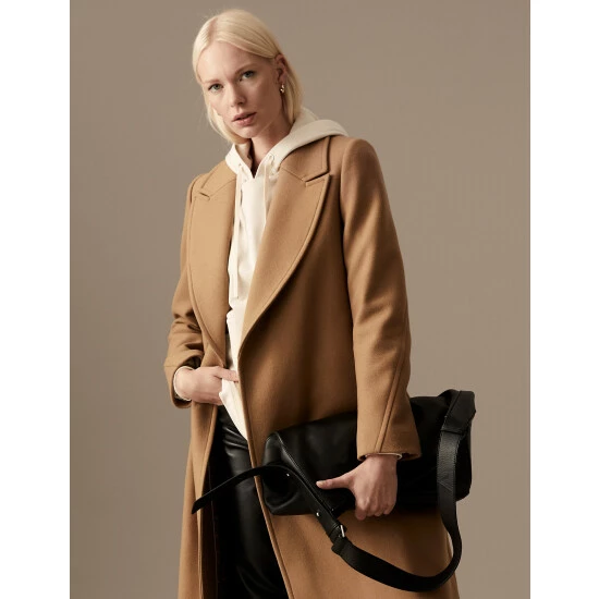 Autograph Wool Rich Belted Longline Coat With Cashmere Women Bright Purple 8 Autograph Wool Rich Belted Longline Coat With Cashmere Women Bright Purple - Image 8