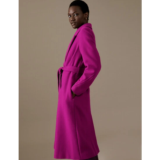 Autograph Wool Rich Belted Longline Coat With Cashmere Women Bright Purple 10 Autograph Wool Rich Belted Longline Coat With Cashmere Women Bright Purple - Image 10