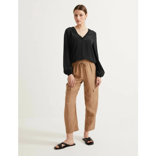 Autograph Pure Silk V-Neck Popover Blouse Women Ivory 3 Autograph Pure Silk V-Neck Popover Blouse Women Ivory - Image 3