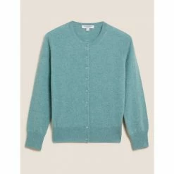 Autograph Pure Cashmere Crew Neck Cardigan Women Soft Magenta