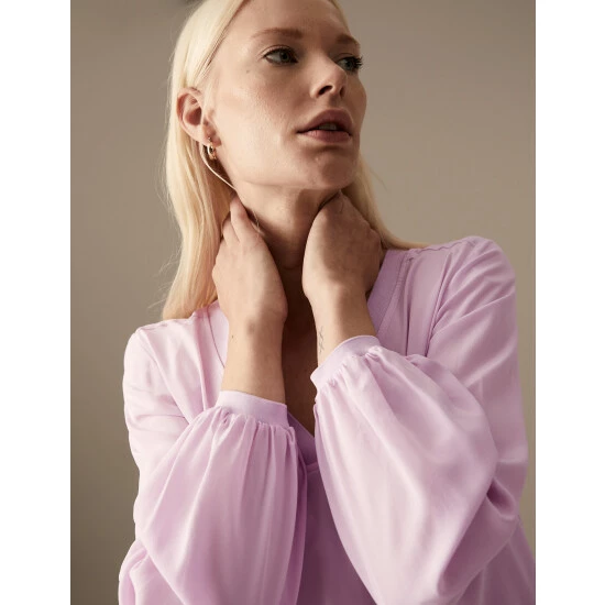 Autograph Pure Silk V-Neck Popover Blouse Women Ivory 4 Autograph Pure Silk V-Neck Popover Blouse Women Ivory - Image 4