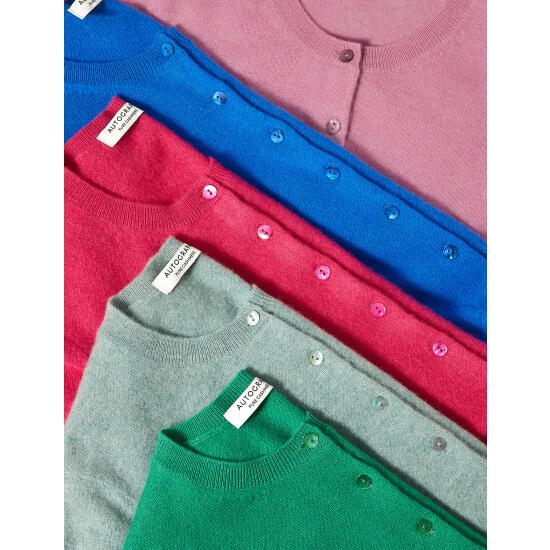 Autograph Pure Cashmere Crew Neck Cardigan Women Soft Magenta 6 Autograph Pure Cashmere Crew Neck Cardigan Women Soft Magenta - Image 6