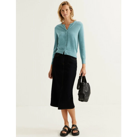 Autograph Pure Cashmere Crew Neck Cardigan Women Soft Magenta 7 Autograph Pure Cashmere Crew Neck Cardigan Women Soft Magenta - Image 7