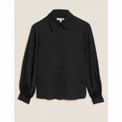 Autograph Satin Collared Blouson Sleeve Shirt Women Spearmint