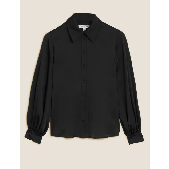 Autograph Satin Collared Blouson Sleeve Shirt Women Spearmint 1 Autograph Satin Collared Blouson Sleeve Shirt Women Spearmint