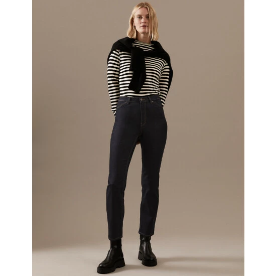 Autograph High Waisted Straight Leg Jeans Women Dark Indigo 4 Autograph High Waisted Straight Leg Jeans Women Dark Indigo - Image 4