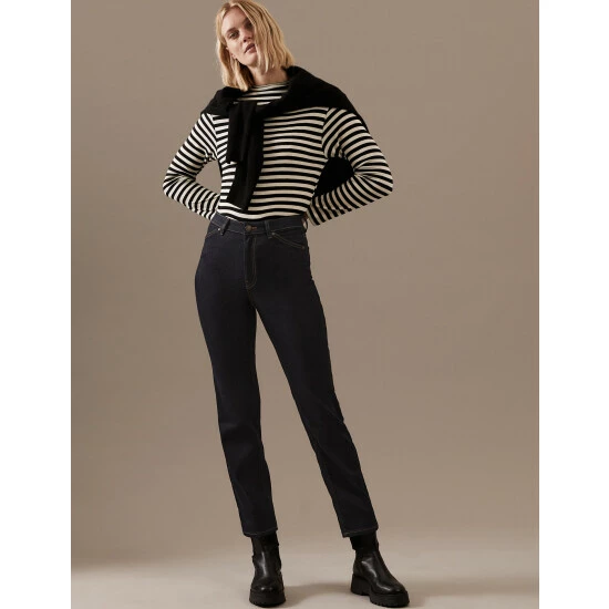 Autograph High Waisted Straight Leg Jeans Women Dark Indigo 8 Autograph High Waisted Straight Leg Jeans Women Dark Indigo - Image 8