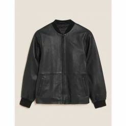 Autograph Leather High Neck Bomber Jacket Women Black