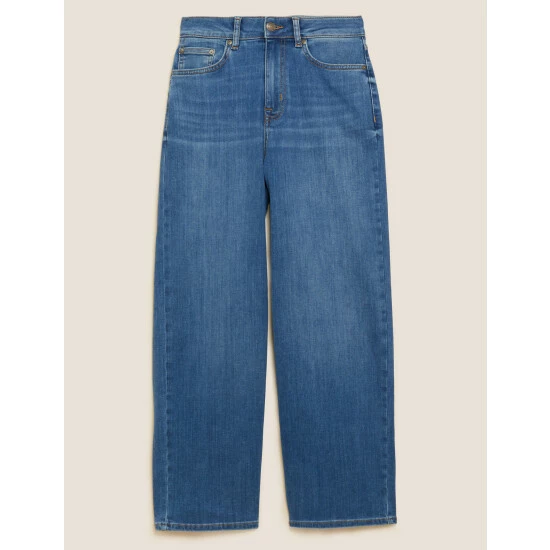 Autograph High Waisted Wide Leg Cropped Jeans Women Medium Indigo 1 Autograph High Waisted Wide Leg Cropped Jeans Women Medium Indigo