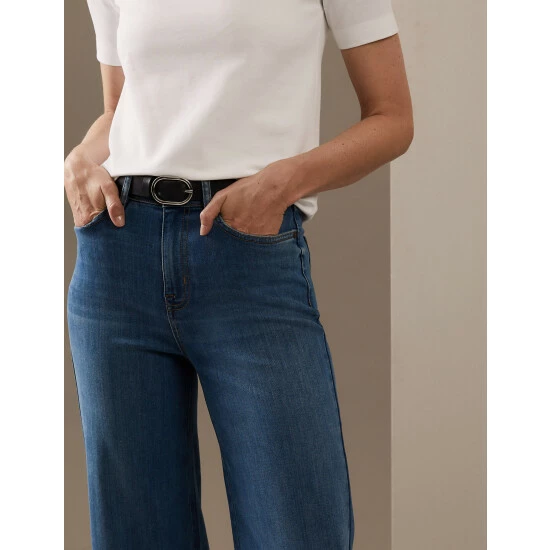 Autograph High Waisted Wide Leg Cropped Jeans Women Medium Indigo 2 Autograph High Waisted Wide Leg Cropped Jeans Women Medium Indigo - Image 2