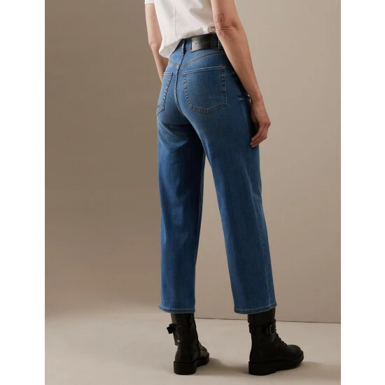 Autograph High Waisted Wide Leg Cropped Jeans Women Medium Indigo 4 Autograph High Waisted Wide Leg Cropped Jeans Women Medium Indigo - Image 4