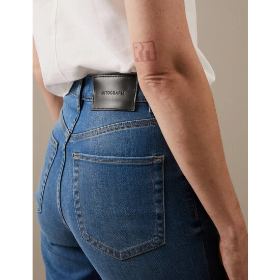 Autograph High Waisted Wide Leg Cropped Jeans Women Medium Indigo 5 Autograph High Waisted Wide Leg Cropped Jeans Women Medium Indigo - Image 5