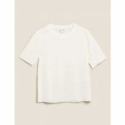 Autograph Pure Silk Relaxed Short Sleeve Top Women Ivory