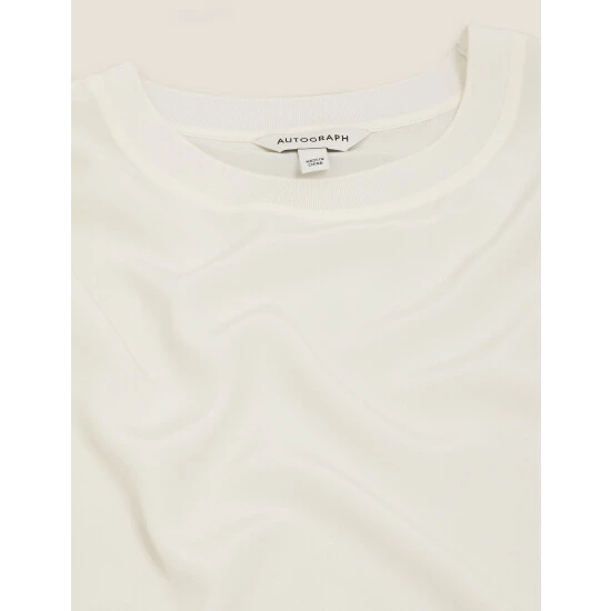 Autograph Pure Silk Relaxed Short Sleeve Top Women Ivory 6 Autograph Pure Silk Relaxed Short Sleeve Top Women Ivory - Image 6
