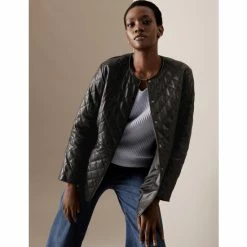 Autograph Leather Quilted Collarless Bomber Jacket Women Black 11 Autograph Leather Quilted Collarless Bomber Jacket Women Black -autograph Shop unnamed file 1418