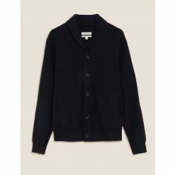 Autograph Pure Cashmere Shawl Collar Cardigan Men Navy