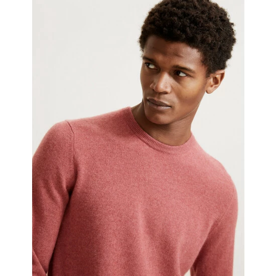 Autograph Pure Cashmere Crew Neck Jumper Men Berry Shine 2 Autograph Pure Cashmere Crew Neck Jumper Men Berry Shine - Image 2