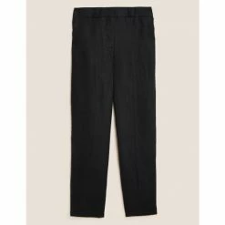 Autograph Pure Irish Linen Pleat Front Trousers Women Black/black