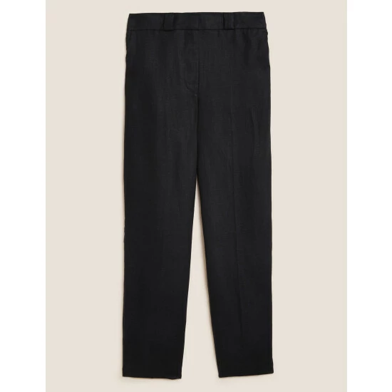 Autograph Pure Irish Linen Pleat Front Trousers Women Black/black 1 Autograph Pure Irish Linen Pleat Front Trousers Women Black/black