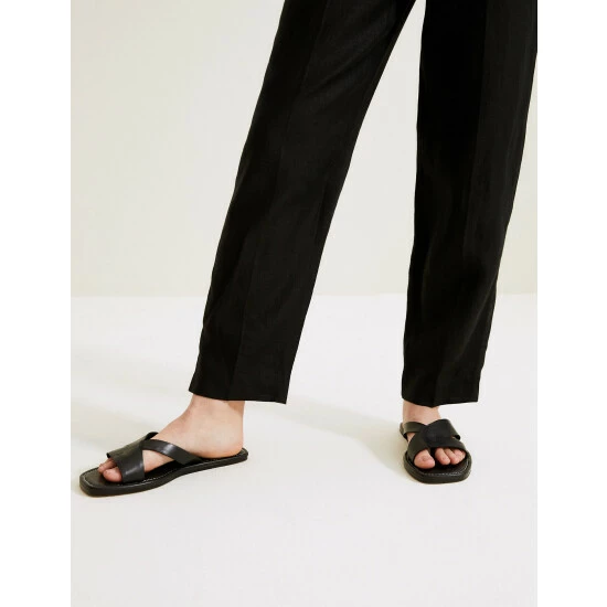 Autograph Pure Irish Linen Pleat Front Trousers Women Black/black 4 Autograph Pure Irish Linen Pleat Front Trousers Women Black/black - Image 4