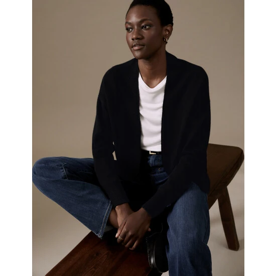 Autograph Pure Cashmere Textured Cardigan Women Blue 7 Autograph Pure Cashmere Textured Cardigan Women Blue - Image 7